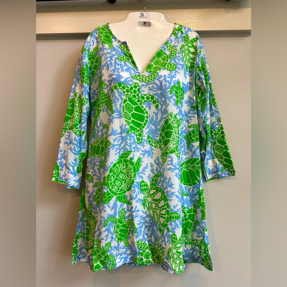 Gretchen Scotch Turtle 🐢 Traffic 100% cotton Tunic top. Size XSmall